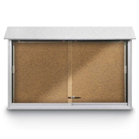 United Visual Products Outdoor Enclosed Combo Board, 72"x36", Brnz Frame/Blk Porc & Ultramarine UVCB7236ODBZ-BLKPORC-ULTMAR